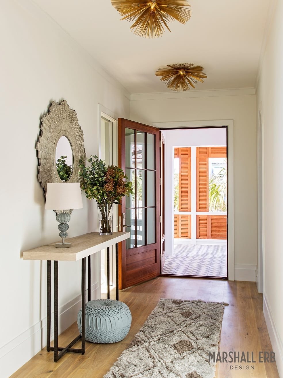 Beach House Entry, Coastal Beach House, Light, Water and White Oak