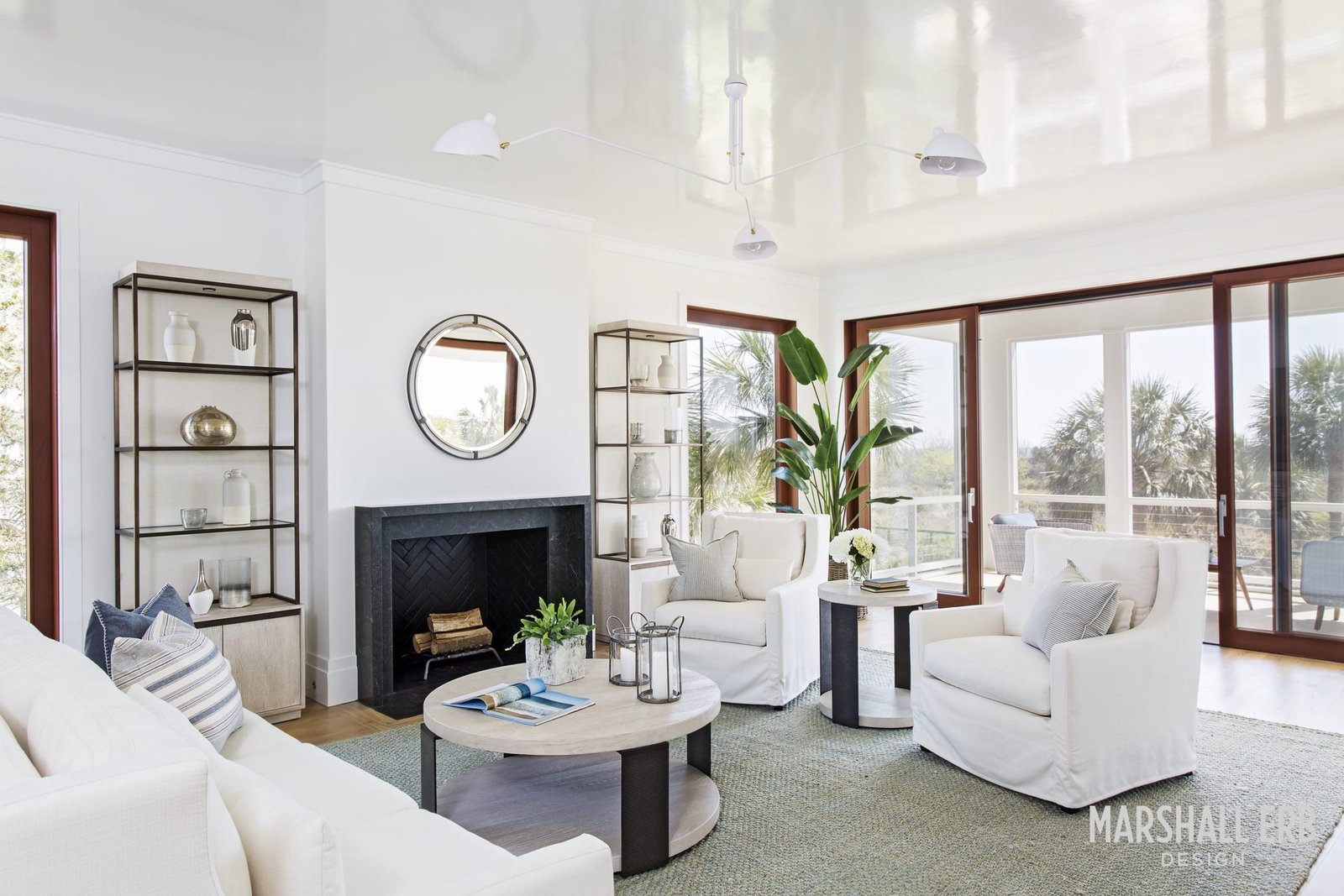 Modern coastal family room by Marshall Erb Design